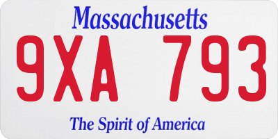 MA license plate 9XA793