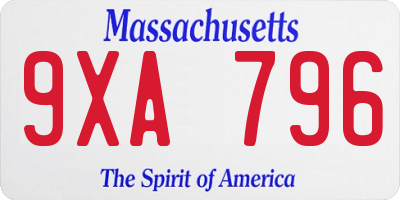 MA license plate 9XA796