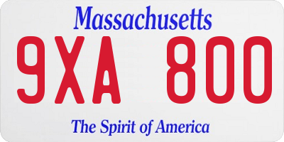 MA license plate 9XA800