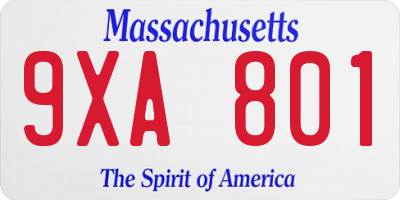 MA license plate 9XA801