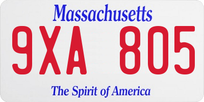 MA license plate 9XA805