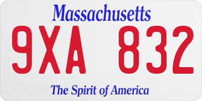 MA license plate 9XA832