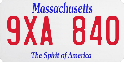 MA license plate 9XA840