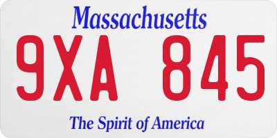 MA license plate 9XA845