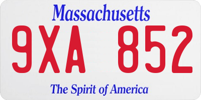 MA license plate 9XA852