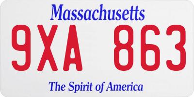MA license plate 9XA863