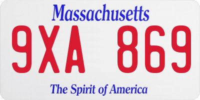 MA license plate 9XA869