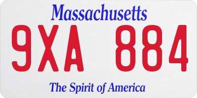 MA license plate 9XA884