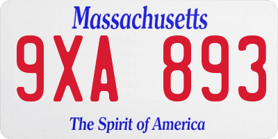 MA license plate 9XA893