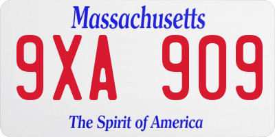 MA license plate 9XA909