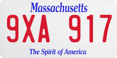 MA license plate 9XA917