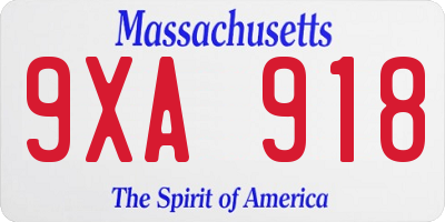 MA license plate 9XA918