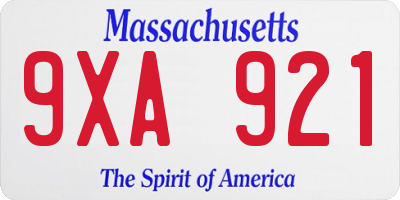 MA license plate 9XA921