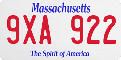 MA license plate 9XA922