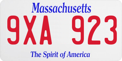 MA license plate 9XA923