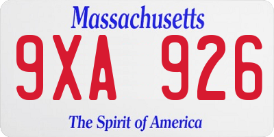 MA license plate 9XA926
