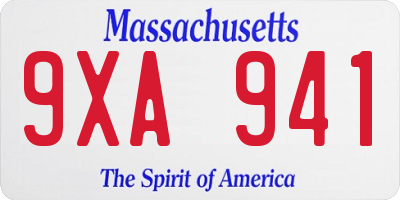 MA license plate 9XA941
