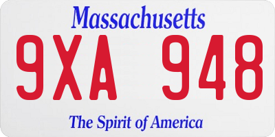 MA license plate 9XA948
