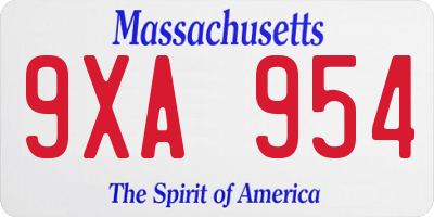 MA license plate 9XA954