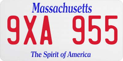 MA license plate 9XA955