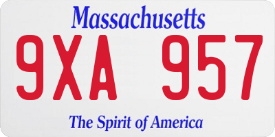 MA license plate 9XA957