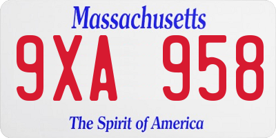 MA license plate 9XA958