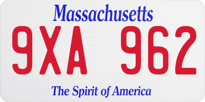 MA license plate 9XA962