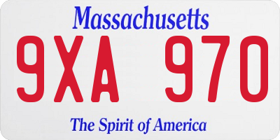 MA license plate 9XA970