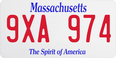 MA license plate 9XA974