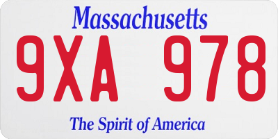 MA license plate 9XA978
