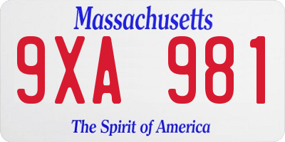 MA license plate 9XA981