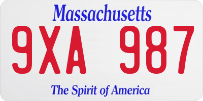 MA license plate 9XA987