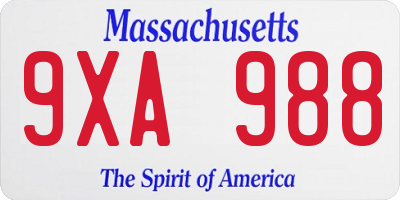 MA license plate 9XA988