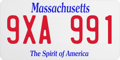 MA license plate 9XA991