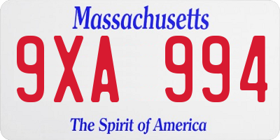 MA license plate 9XA994