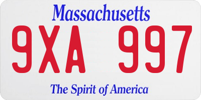MA license plate 9XA997