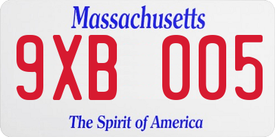 MA license plate 9XB005