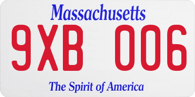 MA license plate 9XB006