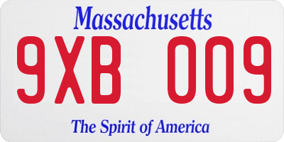 MA license plate 9XB009