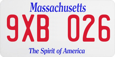 MA license plate 9XB026