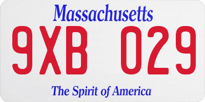 MA license plate 9XB029