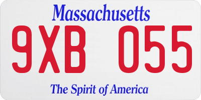 MA license plate 9XB055