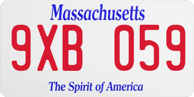 MA license plate 9XB059