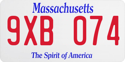 MA license plate 9XB074