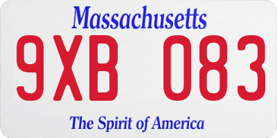 MA license plate 9XB083