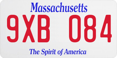 MA license plate 9XB084