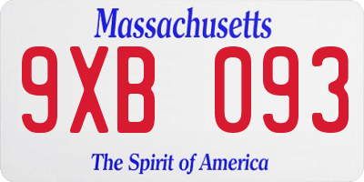 MA license plate 9XB093