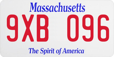MA license plate 9XB096