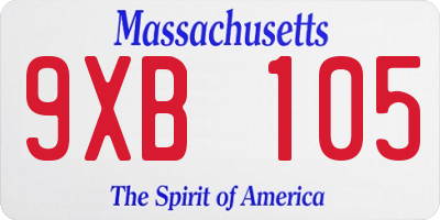 MA license plate 9XB105