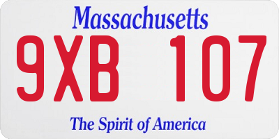 MA license plate 9XB107
